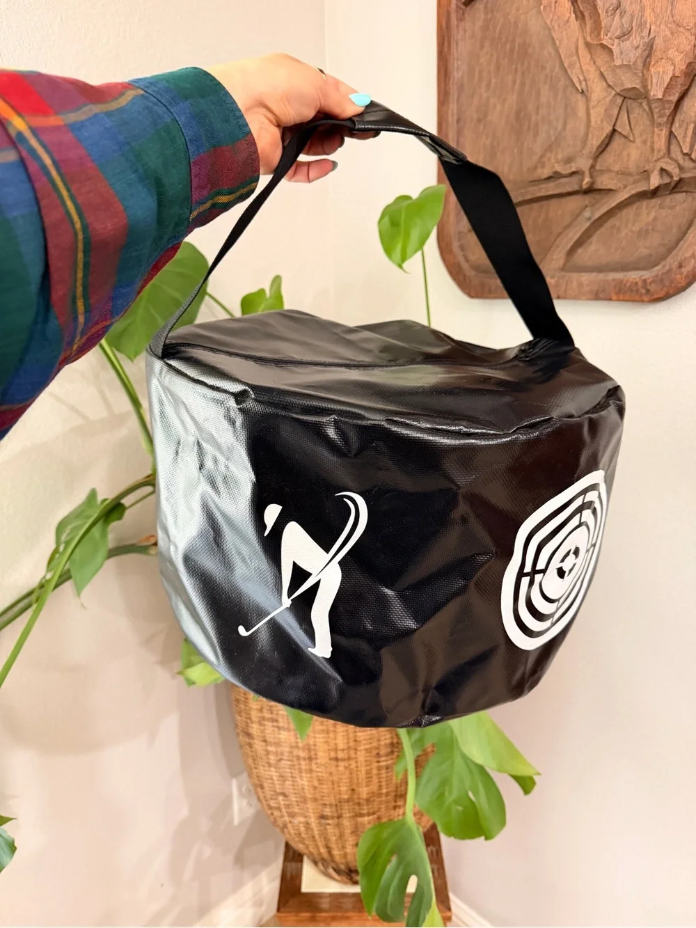 Golf Practice Target Black Round Carry Storage Bag Case 16”
